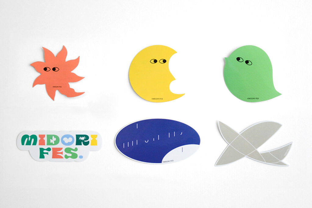graf様がデザインした体験型イベント『MIDORI FES. 2025』の限定ノベルティ積層ステッカー全6種